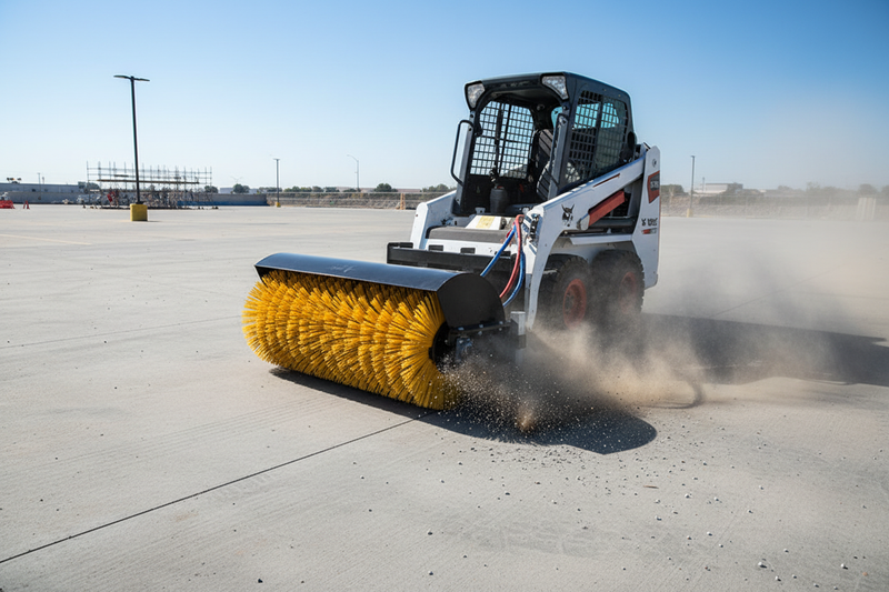 Załaduj obraz do przeglądarki galerii, Skid Steer Hydraulic Angle Broom Sweeper 44 Inch 30 Degree Tilt Snow Debris Sand Clearing