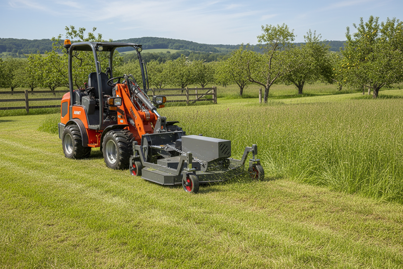 Indlæs billede i Gallery Viewer, Hydraulic Finishing Mower for Compact Loader, 48 Inch, Height Adjustable Lawn Mowing Attachment