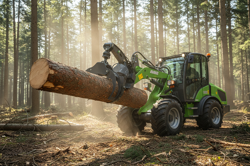 Indlæs billede i Gallery Viewer, Hydraulic Log Grapple for Compact Loader, 450 kg Capacity, Wood Handling Attachment