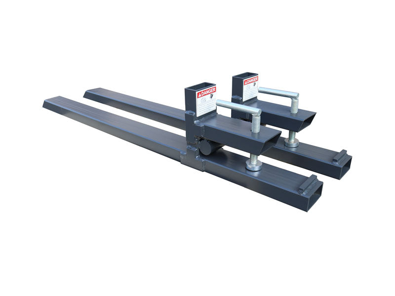 Load image into Gallery viewer, Clamp On Pallet Forks for Tractor Loader Bucket, 1100 LB Capacity, Roll Back Protection, Chain Holes, Heavy Duty Tube Construction