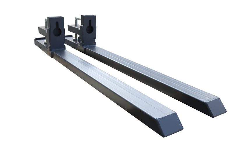 Load image into Gallery viewer, Clamp On Pallet Forks for Tractor Loader Bucket, 1100 LB Capacity, Roll Back Protection, Chain Holes, Heavy Duty Tube Construction