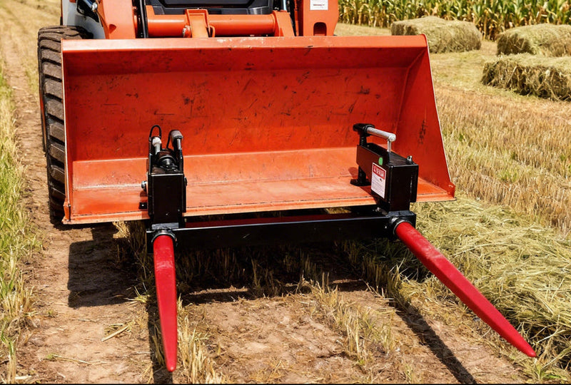 Load image into Gallery viewer, Clamp-On Hay Spear Set of 2, Heavy Duty Bale Spike with Quick Hitch Sleeves for Tractor Loader