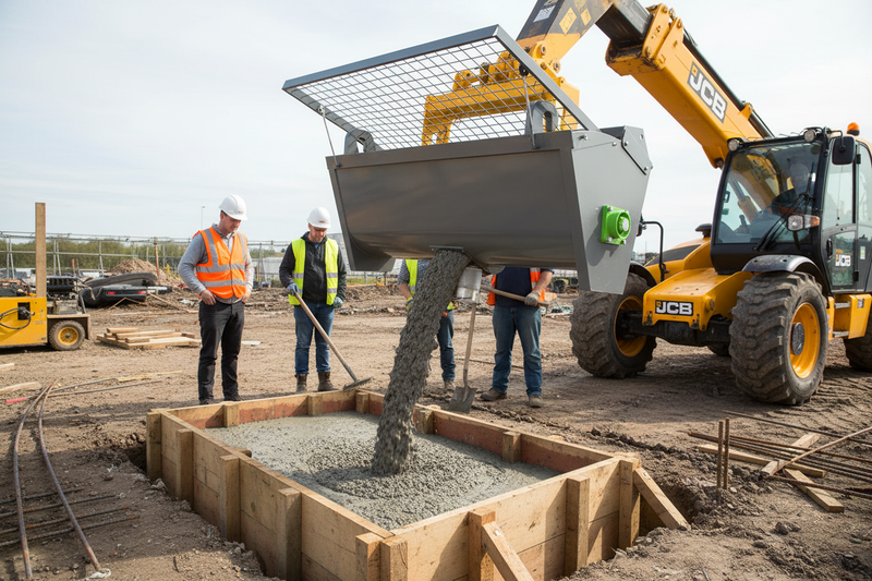 Indlæs billede i Gallery Viewer, Hydraulic Concrete Mixer Bucket for JCB Telehandler, 400L with Built-In Bag Breaker