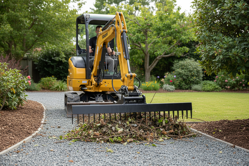 Indlæs billede i Gallery Viewer, Mini Excavator Rake Attachment Light Duty Gravel Ditch Cleaning EALITA E-RK