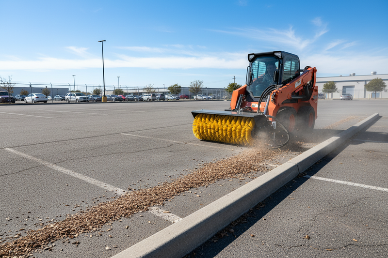 Load image into Gallery viewer, Mini Skid Steer Angle Broom Sweeper - 44 Inch Hydraulic Rotary Broom with 30 Degree Adjustable Tilt