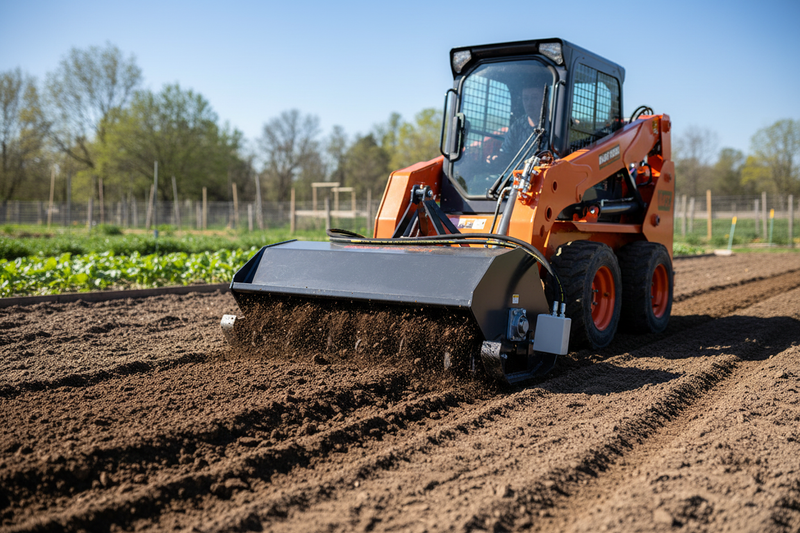 Laden Sie das Bild in Galerie -Viewer, 44 Inch Hydraulic Rotary Tiller Attachment for Mini Skid Steer
