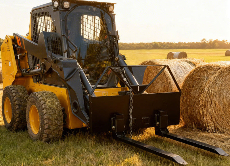Load image into Gallery viewer, 46 Inch Economy Skid Steer Pallet Forks, Heavy Duty 1200kg Capacity Pallet Fork Attachment with Tow Hitch