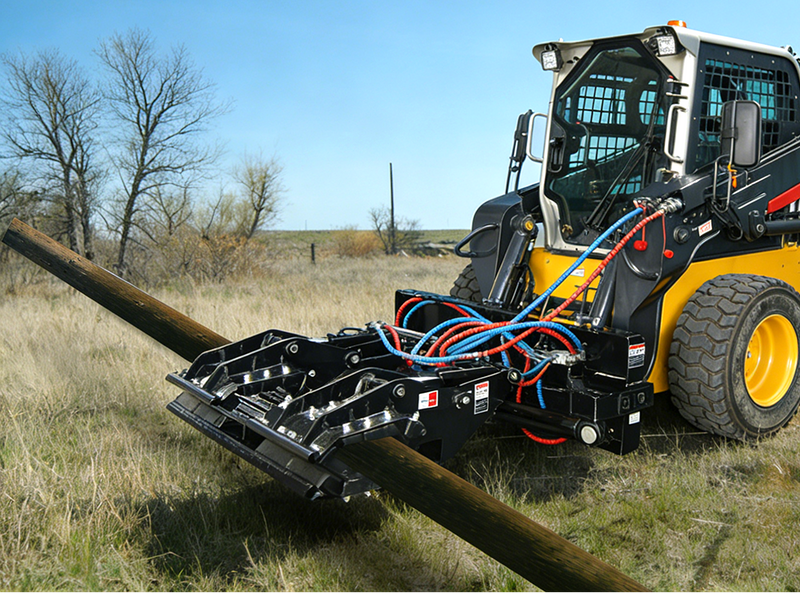 Load image into Gallery viewer, Skid Steer Heavy Duty Pole Setter Attachment Double Cylinder Rotating 610kg
