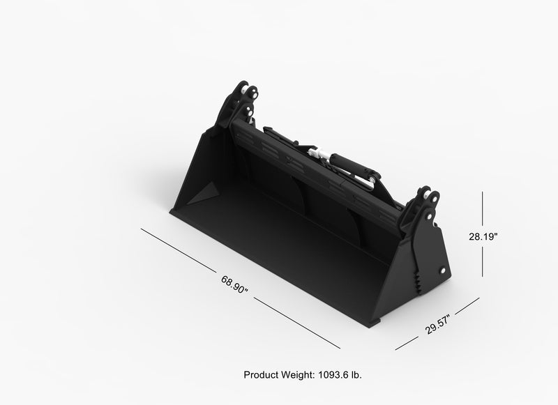Indlæs billede i Gallery Viewer, Hydraulic Tilt 4-in-1 Skid Steer Bucket, Low Profile Extended Bottom, 68 and 72 Inch