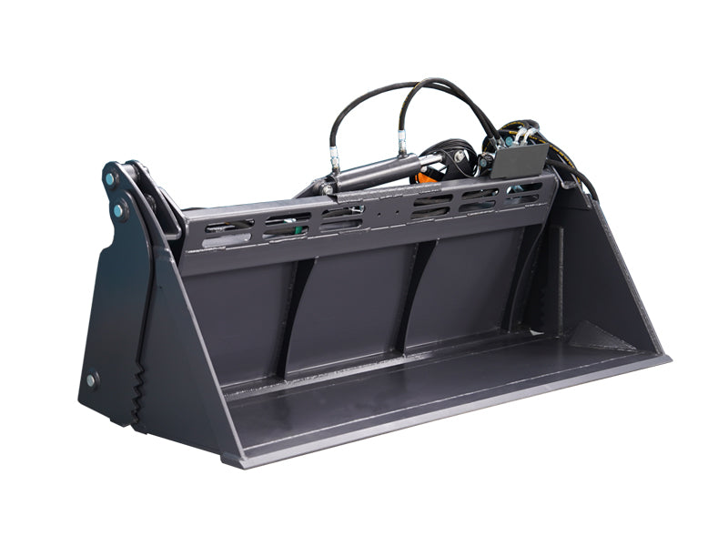 Indlæs billede i Gallery Viewer, Hydraulic Tilt 4-in-1 Skid Steer Bucket, Low Profile Extended Bottom, 68 and 72 Inch