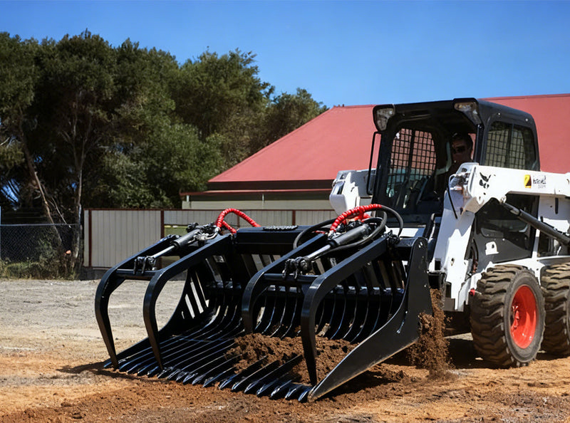 Load image into Gallery viewer, Skid Steer Rock Grapple Bucket Attachment 72-84 Inch Twin Cylinder