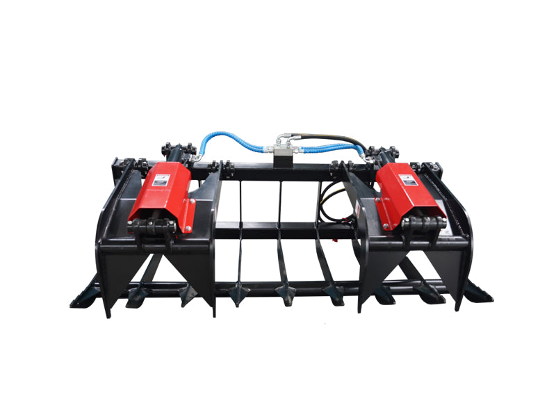 Load image into Gallery viewer, 72 and 84 Inch Dual Cylinder Skid Steer Root Grapple Bucket Attachment with Universal Quick Attach for Brush and Debris