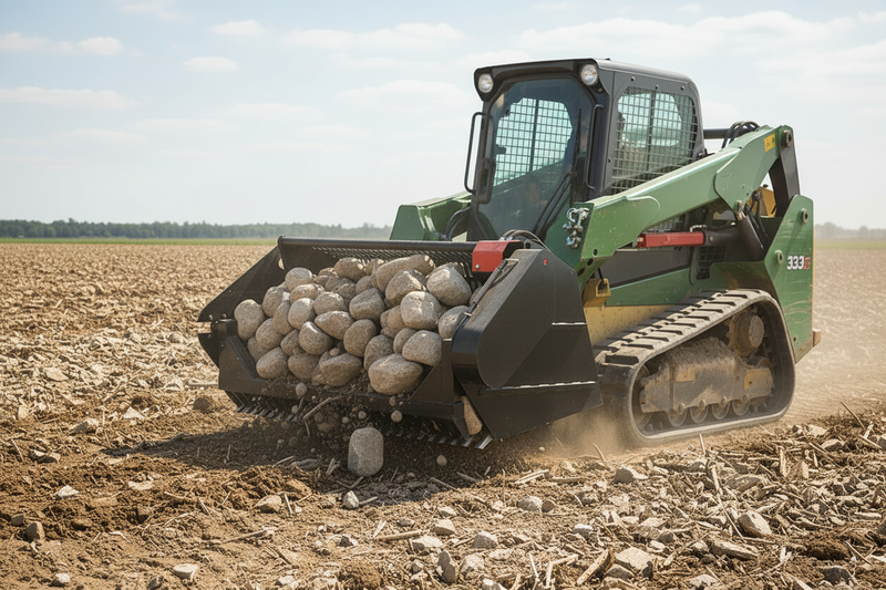 Load image into Gallery viewer, Skid Steer Rock Picker Attachment Hydraulic 72 Inch High Carbon Steel Tines
