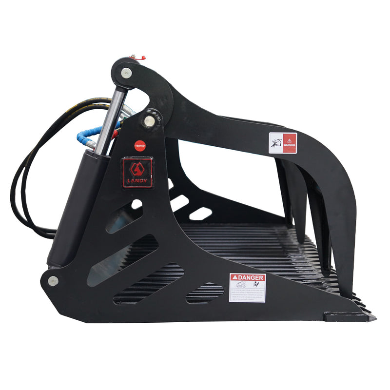 Indlæs billede i Gallery Viewer, Heavy Duty Skid Steer Rock Grapple Bucket 66-82 Inch Hydraulic Attachment