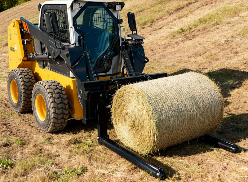 Load image into Gallery viewer, Skid Steer Bale Lifter Handler Roller Tube Silage Wrap Protection 1000kg Quick Attach S-SBH