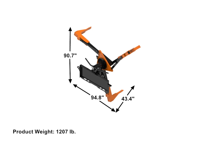 Laden Sie das Bild in Galerie -Viewer, Skid Steer Hydraulic Tire Grabber Attachment Three Arm 1800kg 50 Degree Rotation