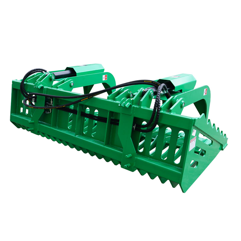 Indlæs billede i Gallery Viewer, 72-84 Inch Rock Grapple Bucket with Teeth for Skid Steer, Heavy Duty Euro Hitch Attachment