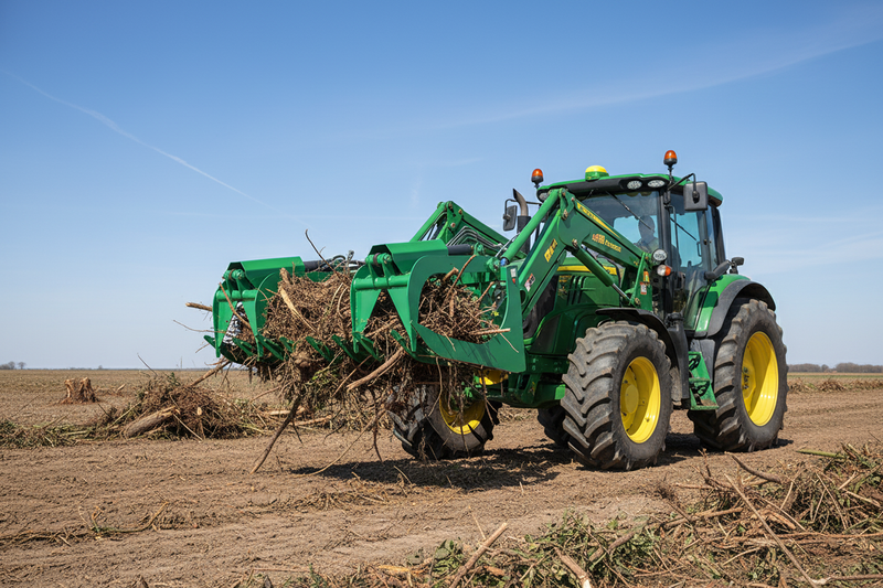 Indlæs billede i Gallery Viewer, Hydraulic Root Grapple Attachment for John Deere Tractor Serrated Edge Logs Brush Debris