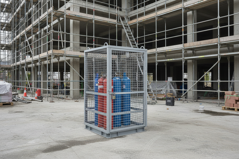Load image into Gallery viewer, Galvanized Gas Cylinder Cage – Lockable Door, Crane Lugs & Fork Pockets 750kg