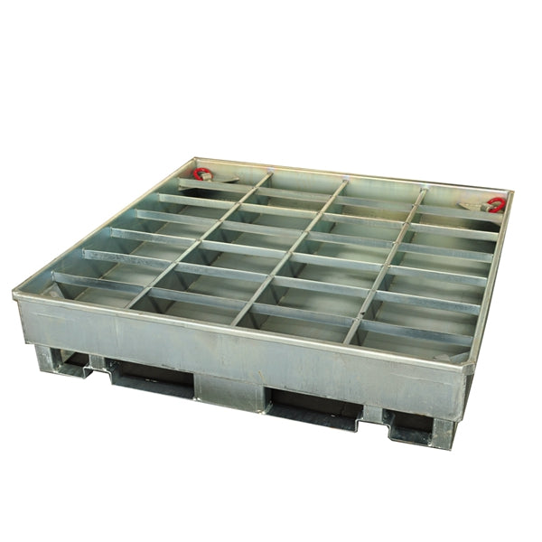 Indlæs billede i Gallery Viewer, Racking Compatible Drum Spill Containment Pallet – 4 Drum Heavy Duty Steel Spill Bund