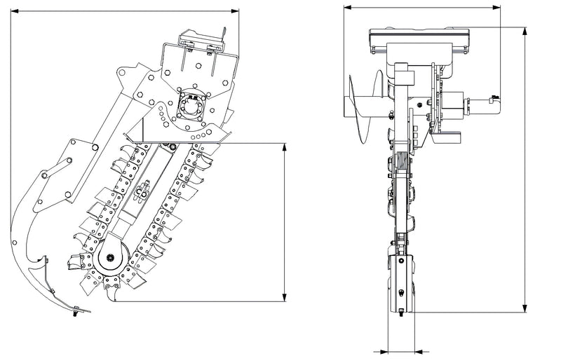 Chargez l'image dans la visionneuse de la galerie, Hydraulic Skid Steer Trencher Attachment 36 Inch Adjustable Depth Control 3 Chain Options
