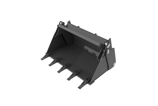 4 in 1 Skid Steer Bucket with Teeth 44 Inch Low Profile Extended Bottom Heavy Duty Attachment