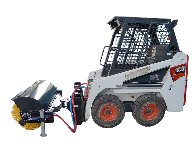 Załaduj obraz do przeglądarki galerii, Skid Steer Hydraulic Angle Broom Sweeper 44 Inch 30 Degree Tilt Snow Debris Sand Clearing
