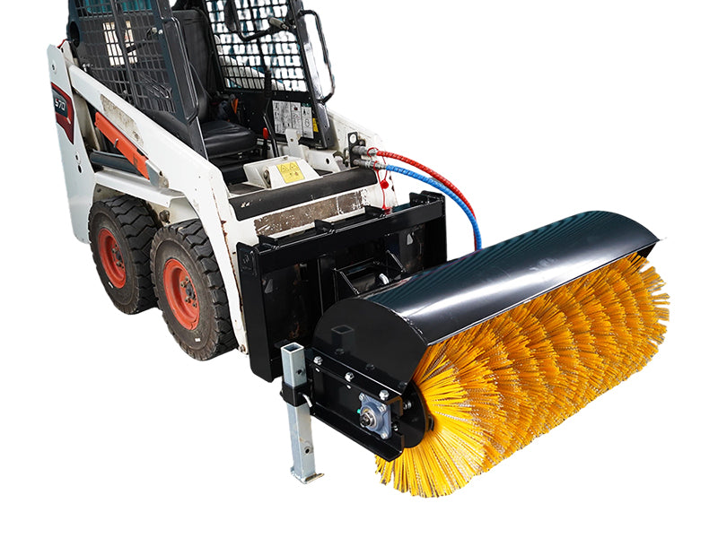 Załaduj obraz do przeglądarki galerii, Skid Steer Hydraulic Angle Broom Sweeper 44 Inch 30 Degree Tilt Snow Debris Sand Clearing
