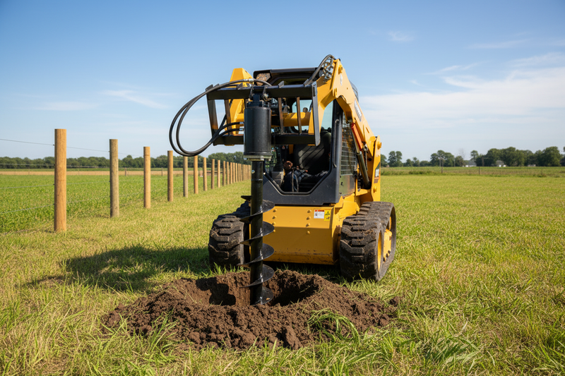 Load image into Gallery viewer, Skid Steer Hydraulic Auger Attachment Planetary Gear Drive Fence Post Tree Planting
