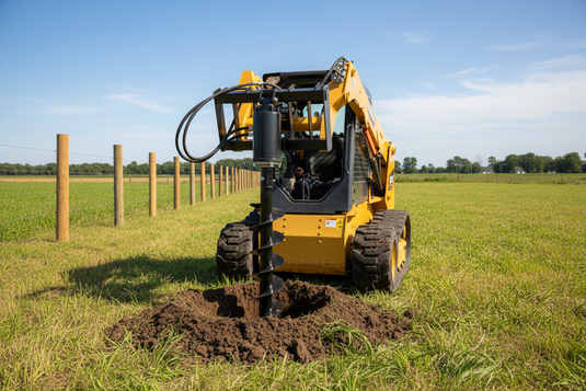 Skid Steer Hydraulic Auger Attachment Planetary Gear Drive Fence Post Tree Planting