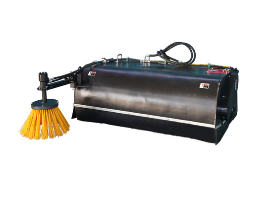 Skid Steer Box Broom with Side Brush 44 Inch Bidirectional Reversible Debris Collection Sweeper