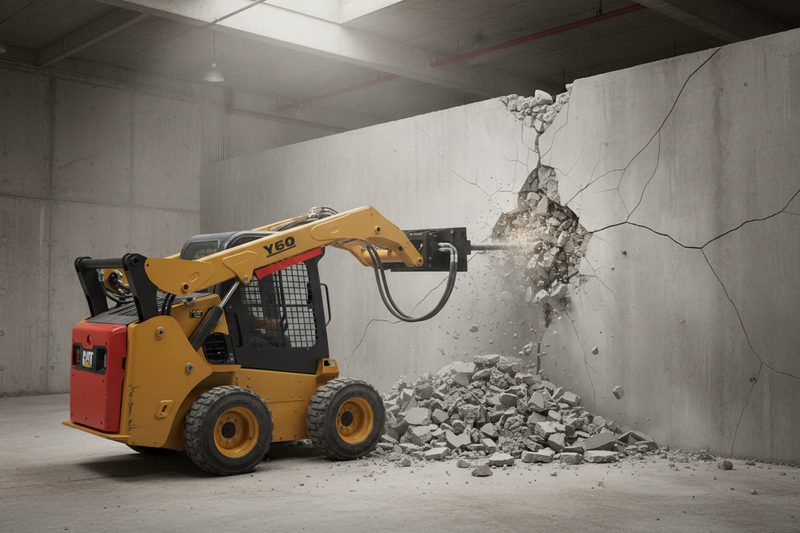 Load image into Gallery viewer, Skid Steer Horizontal Hydraulic Breaker Hammer Demolition Concrete Asphalt Rock Breaking Attachment
