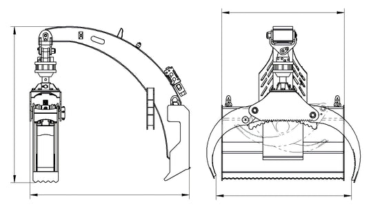 Skid Steer Hydraulic 360 Rotating Log Grapple 450kg Timber Handling Forestry Attachment