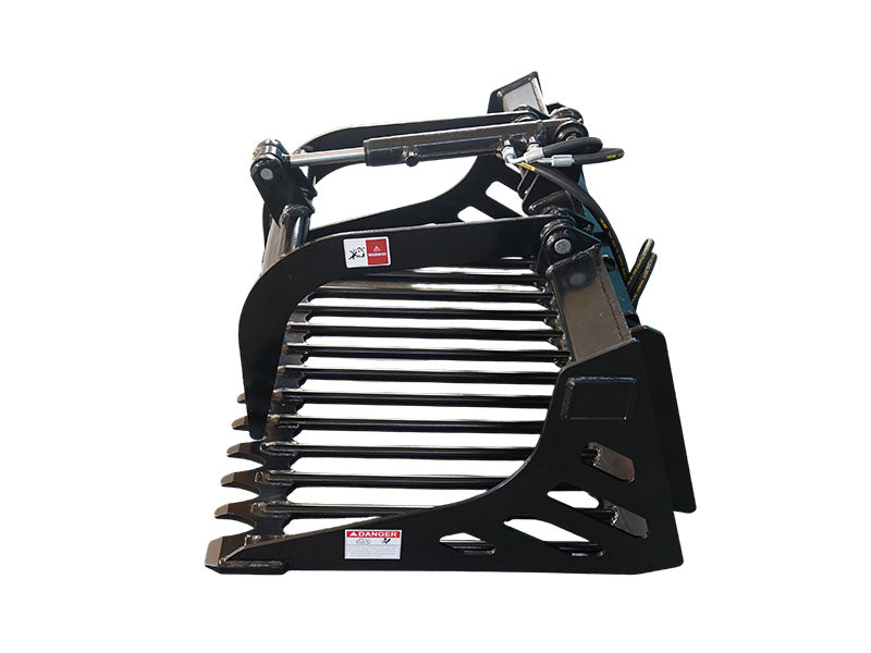 Indlæs billede i Gallery Viewer, Hydraulic Skid Steer Rock Grapple Bucket Attachment for Demolition Logs Rocks Brush Cleanup
