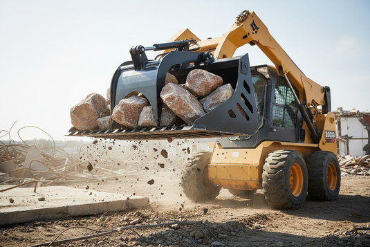 Hydraulic Skid Steer Rock Grapple Bucket Attachment for Demolition Logs Rocks Brush Cleanup