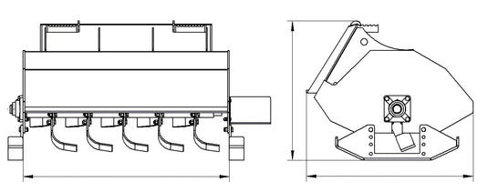 Skid Steer Bi-Directional Rotary Tiller Attachment 44 Inch Replaceable Hardened Tines