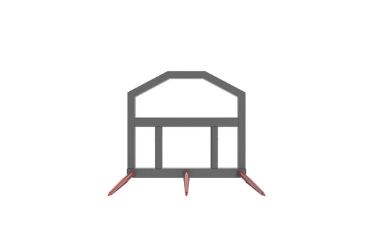 Compact Loader Bale Forks Attachment for Round Square Bales Removable Centre Tine