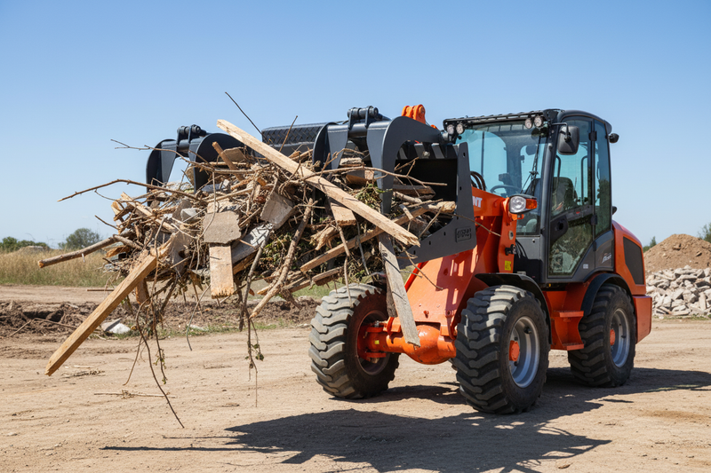Indlæs billede i Gallery Viewer, Avant 300 700 Hydraulic Grapple Bucket Compact Loader Dual Cylinder Scrap Debris Attachment
