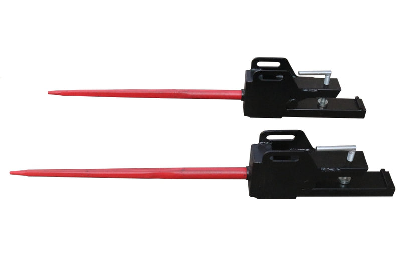 Load image into Gallery viewer, Clamp-On Hay Spear Set of 2, Heavy Duty Bale Spike with Quick Hitch Sleeves for Tractor Loader
