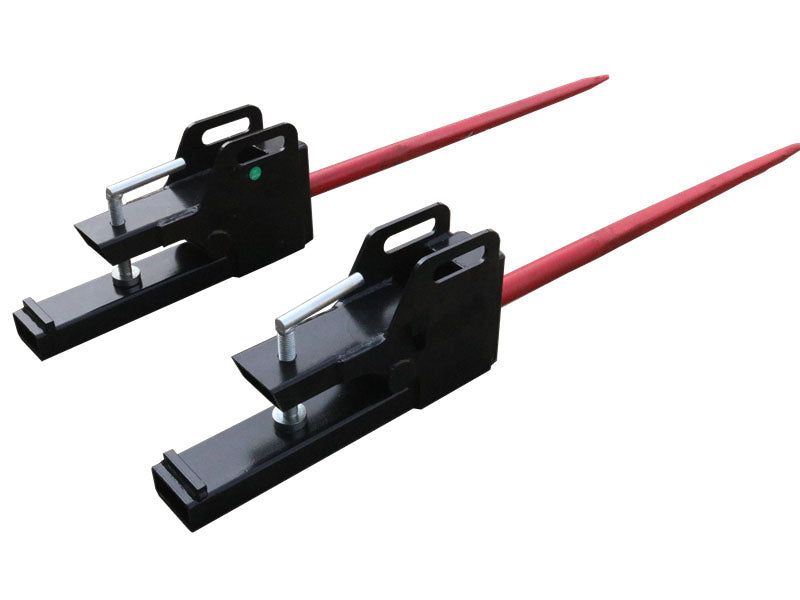 Load image into Gallery viewer, Clamp-On Hay Spear Set of 2, Heavy Duty Bale Spike with Quick Hitch Sleeves for Tractor Loader
