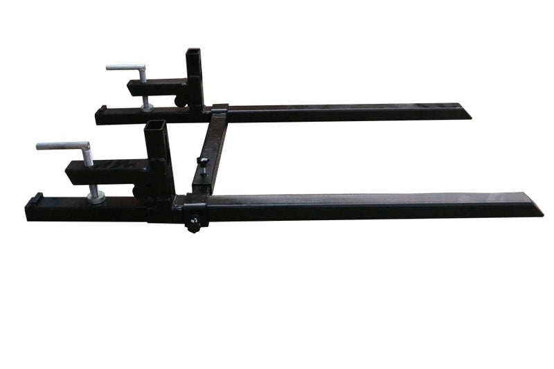 Load image into Gallery viewer, Adjustable Clamp On Pallet Forks for Tractor Loader Bucket, 4000 LB, 24 to 43 Inch Spacing, Roll Back Protection, Chain Holes
