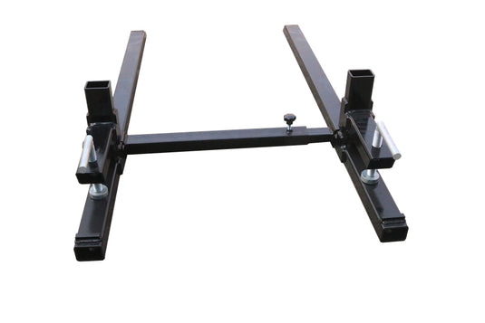 Adjustable Clamp On Pallet Forks for Tractor Loader Bucket, 4000 LB, 24 to 43 Inch Spacing, Roll Back Protection, Chain Holes