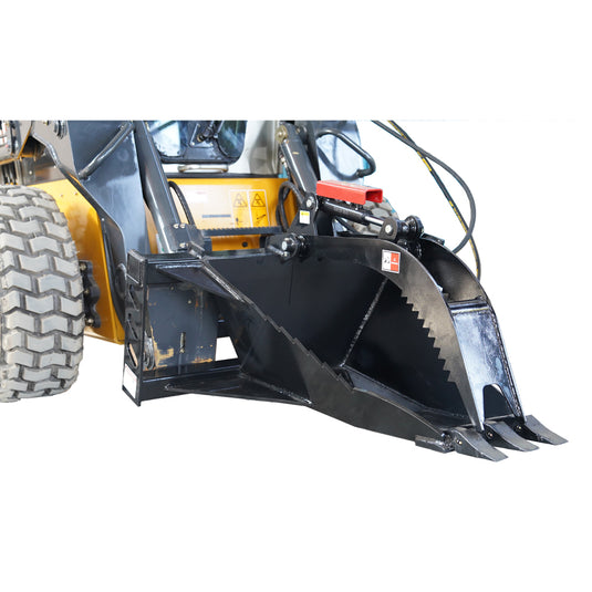 Extreme Duty Skid Steer Stump Bucket Grapple Attachment Root Removal