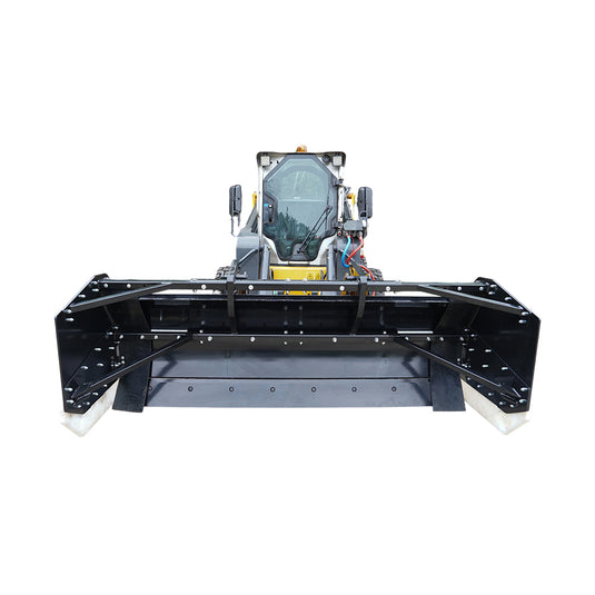 Skid Steer Snow Pusher Attachment with Hydraulic Angle, Adjustable Width 96"-108"  2-in-1 Snow Pusher & Collector