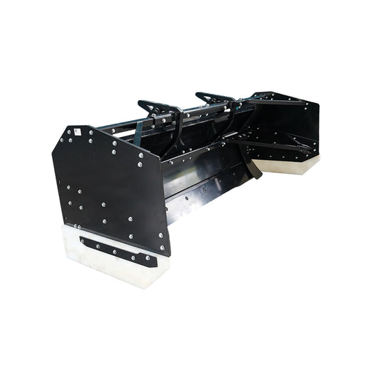 Skid Steer Snow Pusher Attachment with Hydraulic Angle, Adjustable Width 96
