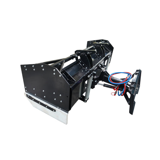 Skid Steer Snow Pusher Attachment with Hydraulic Angle, Adjustable Width 96"-108"  2-in-1 Snow Pusher & Collector