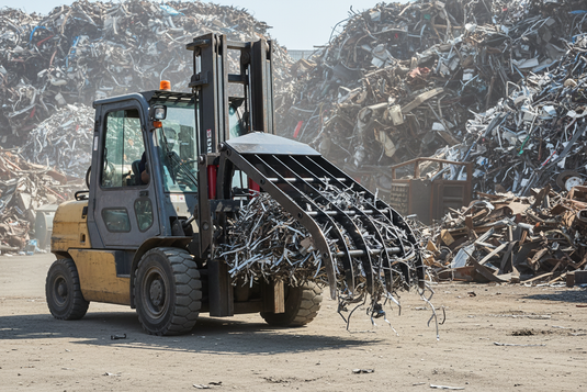 Hydraulic Fork Waste Grab Forklift Attachment, 45° Tilt, Scrap Metal & Paper, Class 3A, 3–3.5T