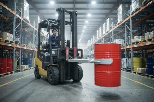 Automatic Single Drum Lifter Forklift Attachment, 500kg, 205L Steel Drum, Galvanized Finish
