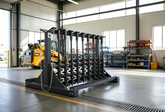 Heavy Duty Auger Storage Rack for Skid Steer – Holds 12