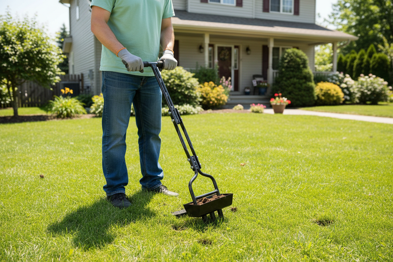 Indlæs billede i Gallery Viewer, Manual Lawn Core Aerator with Soil Collection Tray, 3 Tine Plug Aerator, 4 Inch Depth, 37.6 Inch, No Cleanup Needed
